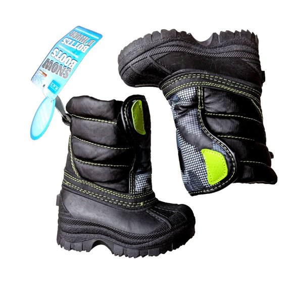 The Children's Place Toddler Boy Snow Boot Padded Winter Quilted CAMO Boot Black - Picture 2 of 10